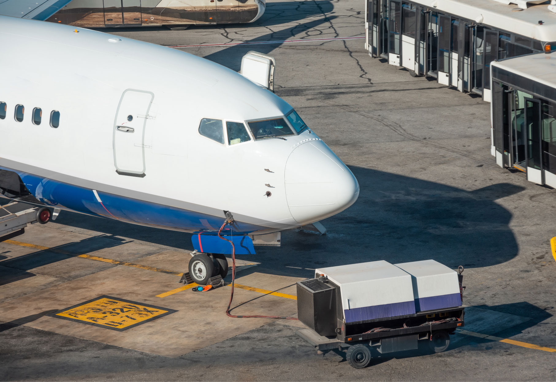 Nose of plane on tarmac